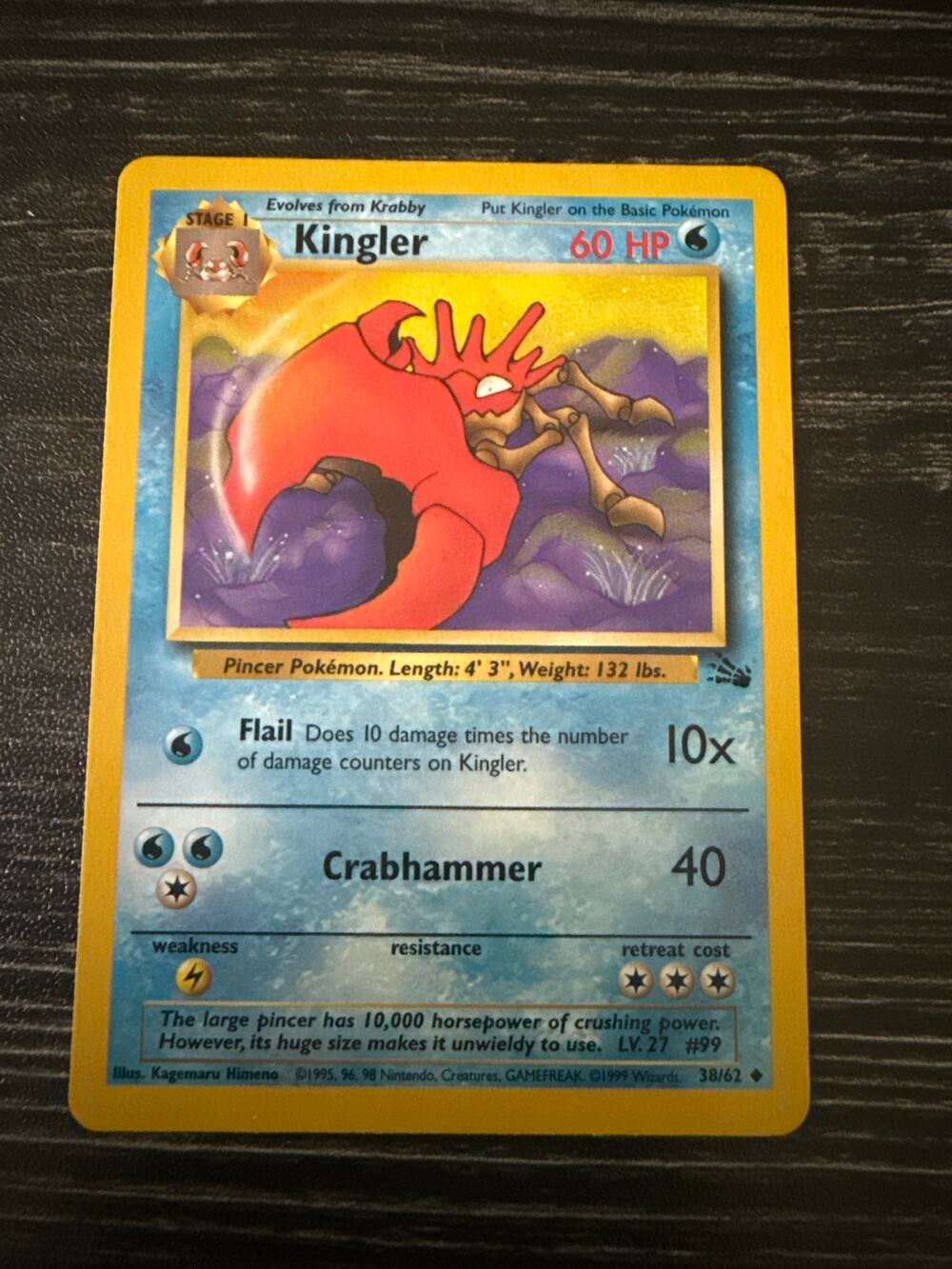 Pokémon Ungraded Kingler (38/62) from the Fossil Expansion Set